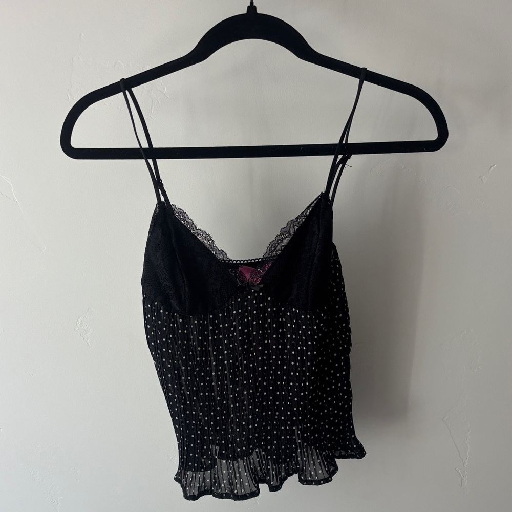 Edikted Black and White Polka Dot Lace Cami Top